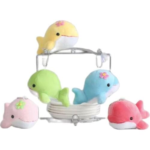 Wholesale 50pcs/lot 5 Colors Sweet 12cm Dolphin Doll Key chain Small Plush Stuffed Toy Gift Doll