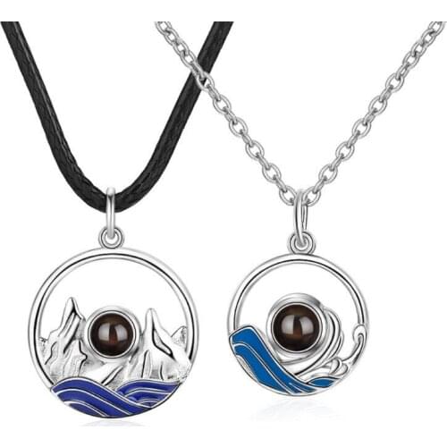 2Pcs 100 Different Language I Love U Nanotechnology Lover Pendant Necklace Lover R7RF