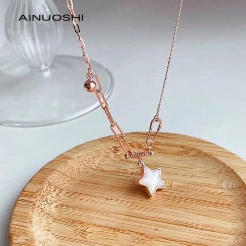 AINUOSHI 925 Sterling Silver Bell Star Clavicle Necklace Female Simple Personality Temperament Pendant Women Necklace Choker