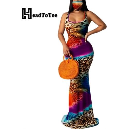 Cheetah Tie Dye Print Mermaid Sleeveless Maxi Dress