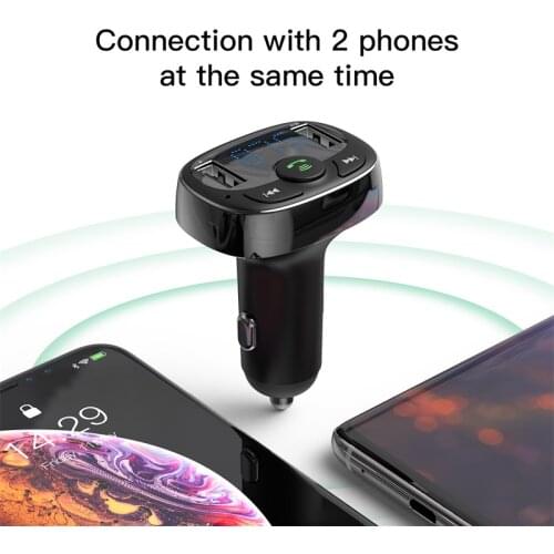 Baseus Dual USB Car Charger with FM Transmitter Bluetooth Handsfree FM Modulator Phone Charger in car For iPhone Xiaomi HUAWEI