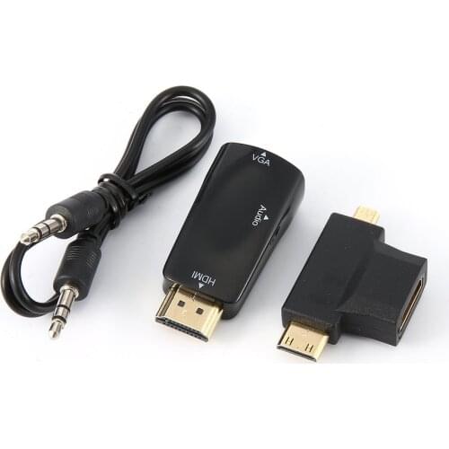 HDMI to VGA Converter With Audio Cable Male to Female for PC Laptop Tablet Support 1080P HDTV Adapter Hot Sales
