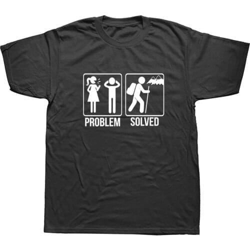 Problem Sloved Climb Birthday Funny Unisex Graphic Fashion New Cotton Short Sleeve Climbing T Shirts O-Neck Harajuku T-shirt