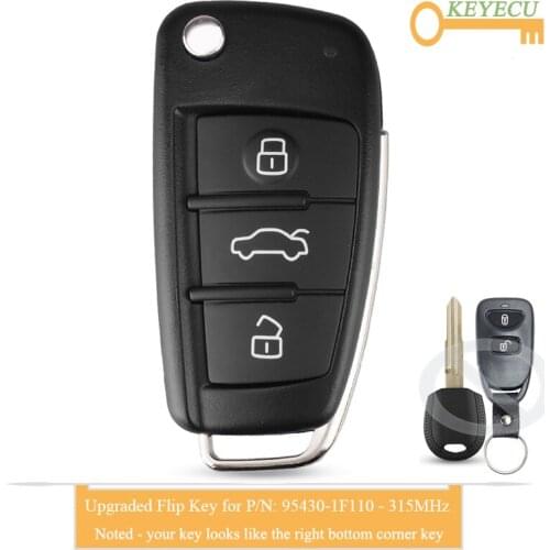 KEYECU Upgraded Flip Remote Control Key for Kia Sportage 2005 2006 2007 2008 2009 2010 Fob 315MHz - ID46 Chip - P/N: 95430-1F110