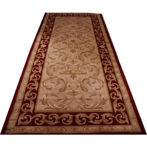 Hand Made French Savonnerie Design Rug Folk Carpet Floor For Bedroom Geometric Antique Hand Knotted Wool Rug Carpet