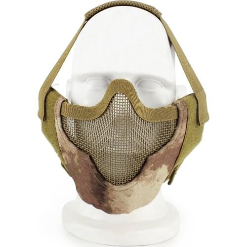 Tactical Paintball Half Face Mask Metal Low-carbon Steel Mesh Airsoft CS Game Hunting Military Protective Mask