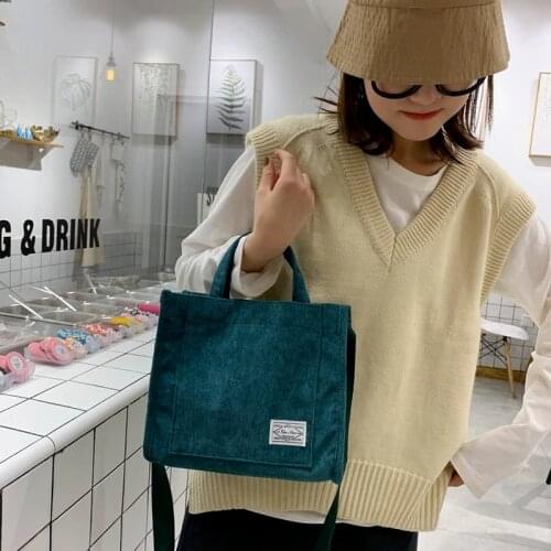 Handbag Corduroy Ladies Bag 2021 New Trend Single Shoulder Bag Solid Color Buckle Messenger Bag Small Square Bag