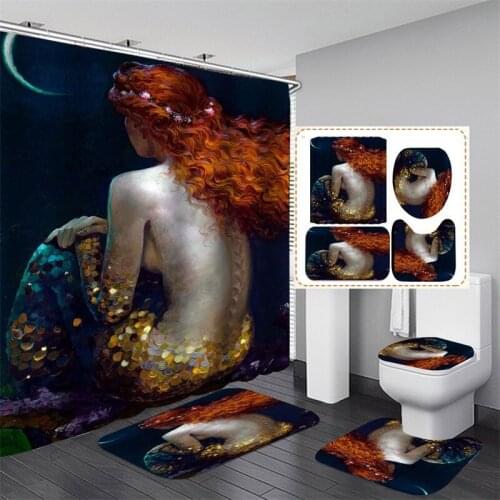 Mermaid Shower Curtain Cartoon Bathroom Curtain Frabic Waterprood Polyester Colorful Bath Curtain With Hooks Dropshipping
