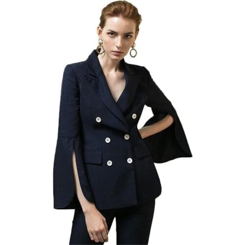 Two Pieces Women Suits Long Sleeves Design Suits For Women Double Breasted Business Formal Party Wear Custom Made