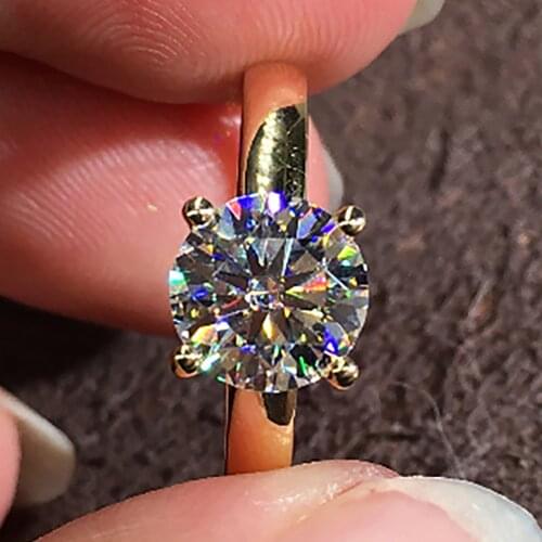 14K Au585 Yellow Gold Women Wedding Party Engagement Ring 1 2 3 4 5 Carat Round Moissanite Diamond Ring Classic Trendy Elegant