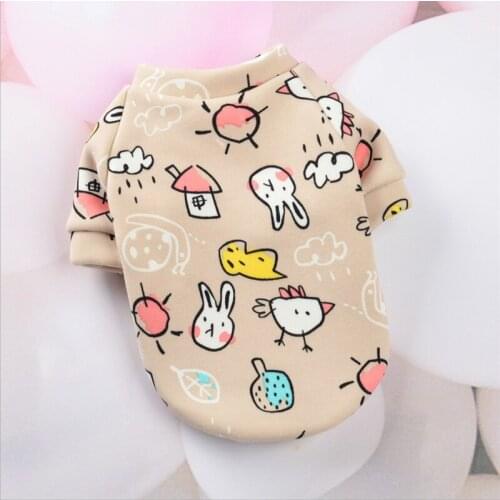 Cute Print Small Dog Hoodie Coat Winter Warm Pet Clothes for Chihuahua Shih Tzu Sweatshirt Puppy Cat Pullover Dogs Pets Clothing