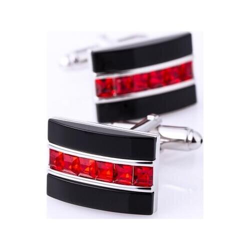 10pairs/lot Luxury Black Onyx And Red Crystal Cufflinks Wedding/Business Shirt Cuff Links Cuff Button Mens Jewelry Accessory