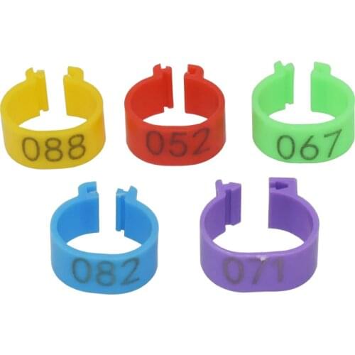 100 pcs Inner Diameter 1.6-2.0cm Plastic Open Type Buckle Chicken Duck Goose 5 Colors Digital Foot Ring Poultry Farming Equipmen