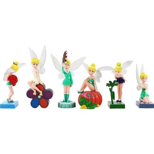 11-12cm 6pcs/Lot Princess Tinkerbell Figures Tinker Bell Flying Fairy PVC Action Figure Model Toys Doll