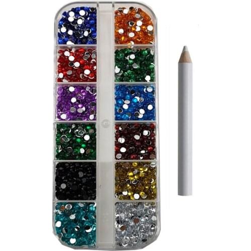 3000pcs/Box Resin Nail Rhinestones Mix Color Round Acrylic Colorful Gem Non HotFix Flatback Rhinestones For Nail Art Decoration