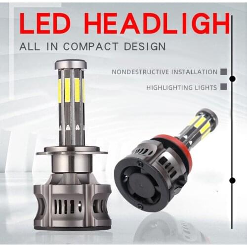 TCYATO 360 8 sides Car Led Headlight 288w 12V H7 H11 H1 H3 H4 9005 H13 9004 24V 9600lm Headlight Bulb Car Accessory With Canbus