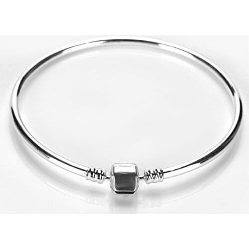925 Sterling Silver Bracelet Geometric Clasp Bangle Fit Original Women Bead Charm DIY Europe Jewelry