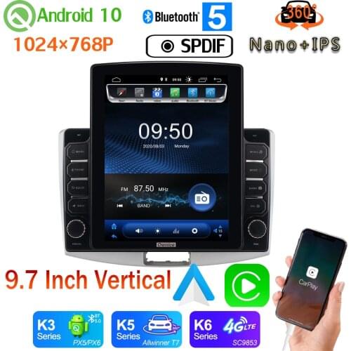 9.7" Vertical Tesla Android 10 Car Media Radio GPS PX6 4+64G For Volkswagen VW Passat B6 B7 CC Magotan 2007-2016 360 Camera DSP