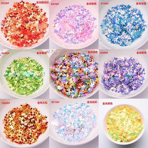 Gold glitter sequin DIY handmade 10mm three-dimensional clover flower beads beads wedding beauty clothing accessories sequins