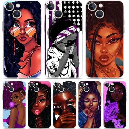 Black Girl Black Women Art Phone Case for iPhone 7 8 XR 11 12 Pro MAX SE 2020 X XS MAX 7+ 8+ 6 6s Plus 5S Hard Cover Coque