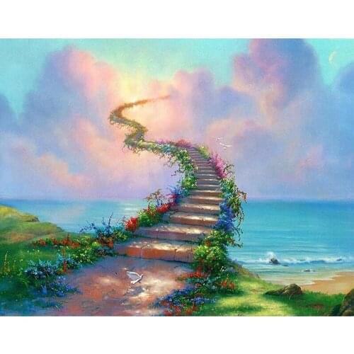 CraftArtGo 5D DIY Diamond Embroidery Flower ladder Full Square Round Rhinestone Mosaic Painting Cross Stitch Flowers Diamond Kit