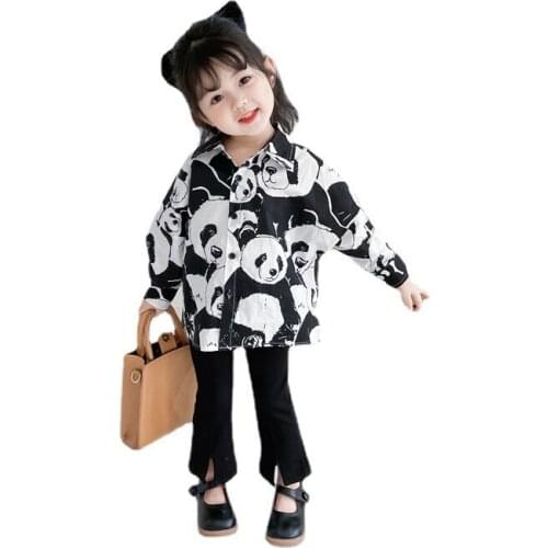 Kids Clothes Boys and Girls Coat Neutral Spring and Autumn Full Printed Bear Loose Shirt Long Sleeve Tops Children 0-7 Ages