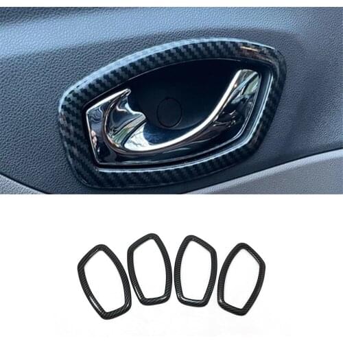 For Renault Clio 4 Clio4 2013 2014 2015 2016 Carbon Fiber Interior Car armrest Door Bowl Cover Trim Accessories stickers 4pcs