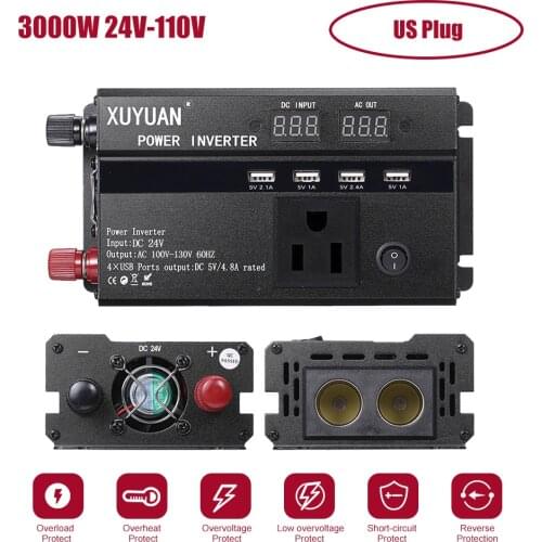 Dual Led Display Car Inverter 3000W 12V/24V 110/220V DC to AC Modified Sine Wave Power Voltage Transformer Converter Inverter