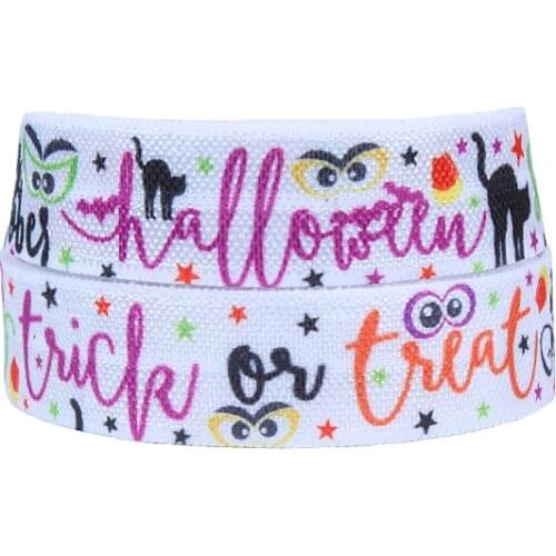FLRA FOE Lovely little dyes printed fold over elastic for Halloween headband