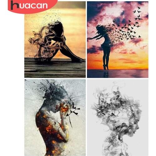 HUACAN DIY Frame Coloring By Numbers Women Handpainted Unique Gift Wall Art Pictures By Numbers Figure For Living Room