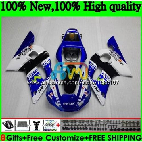 Body For YAMAHA YZF R6 R 6 600 YZF600 YZFR6 98 99 00 01 02 50BS.20 YZF-600 YZF-R6 1998 1999 2000 Blue white 2001 2002 Fairing