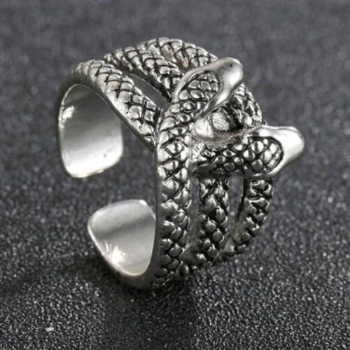 Fashion Double Snake Rings For Women Silvery Punk Rock Ring Vintage Animal Jewelry Wholesale Gothic Accessories