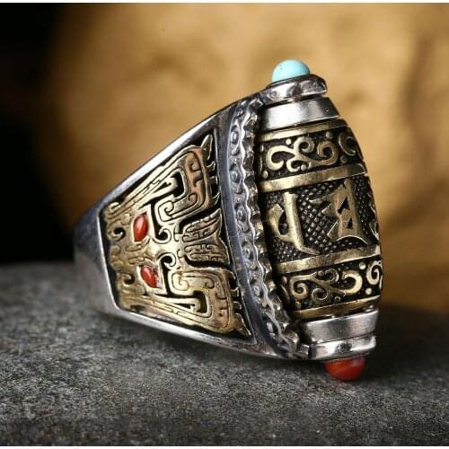 925 STERLING SILVER MENS Sarira MEN Vintage Thai Retro Ring Jewelry A5289