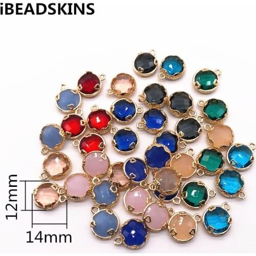 New arrival! 14x12mm 50pcs/lot gold color Copper Material with Crystal round-shape charm for Jewelry handmade DIY
