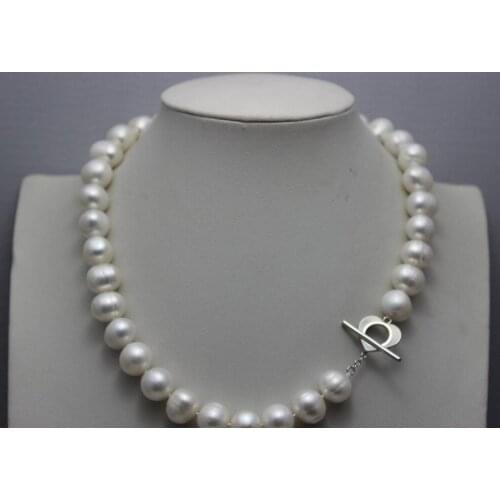 NEW Fresh water pearl necklace white nearround 10-11mm 18INCH alloy clasp AAA