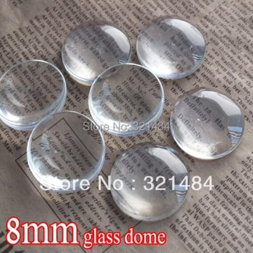 Bulk 500piece/lot 8mm flatback round clear glass cabochon tray pendant cover glass dome tile seals