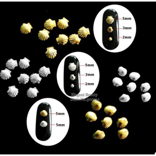 Wholesale Nail Art Accessories aluminum DIY Tip nail decoration alloy sea shell metal stud Gold Silver 50packs/lot free shiping