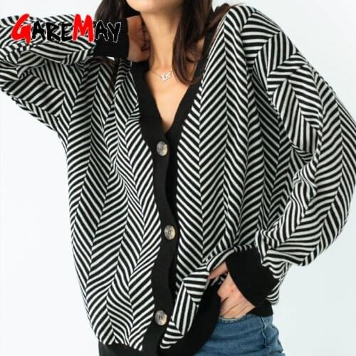 Autumn Winter Womens Coat Autumn 2021 Black Oversize Sweater Loose Knitted Cardigan Button Up Vintage Cardigans for Women 2021