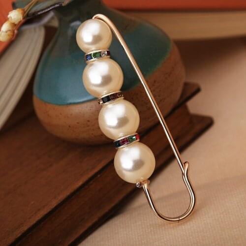 Pearl Brooch Hand Pin Dress Rhinestone Decoration Buckle Pin Jewelry Brooches Beaded pin Pearl diamond brooch For Men Women