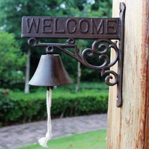 Courtyard Home Decoration Pendant Large European Style Retro Welcom Cast Iron Doorbell