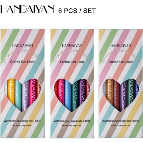 HANDAIYAN 6 Stick/set Waterproof Not Blooming Sweatproof Non-smudge Eyeliner Pen Ultra-fine Colorful Long Lasting Eyeliner TSLM2