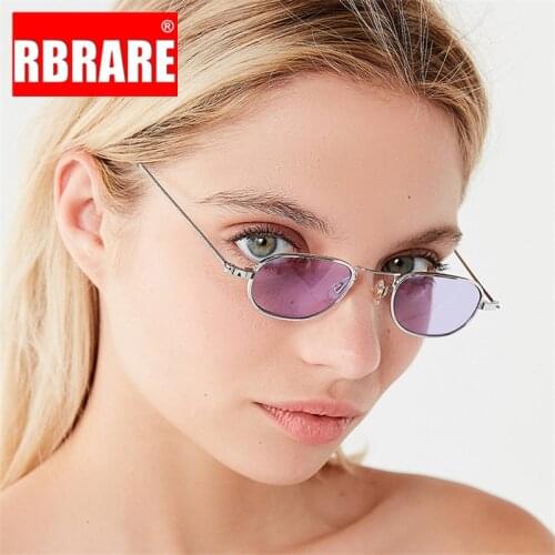 RBRARE Metal Oval Sunglasses Women Classic Vintage Luxury Brand Glasses For Women Pink Mirror Retro High Quality Eyewear Oculos