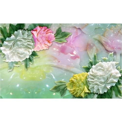 Relief Peony flowers background painting TV backdrop 3d stereoscopic wallpaper Home Decoration 3d mural wallpaper