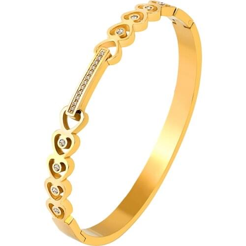 Luxury Hollow Love Heart Stainless Steel Statement Bracelets For Women Men Fashion Charm Couple Wedding Ladies Bangle Jewelry