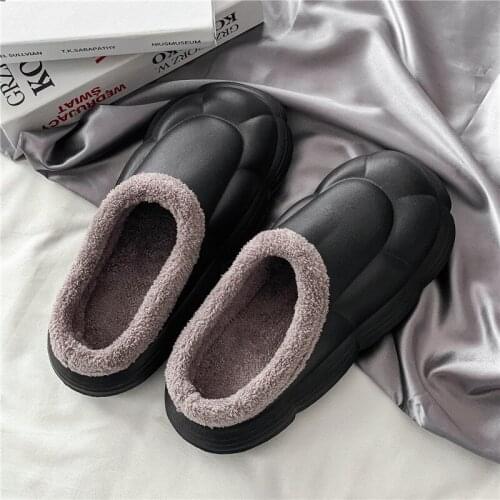 Winter Men Women Slippers Warm Furry Slippers Waterproof Indoor Home Cotton Shoes Fur Slides Casual Plush Winter House Footwear