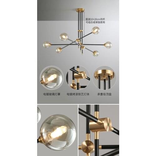 Black pendant lamp lighting for boys room copper christmas balls ventilador de techo living room decoration hanglampen