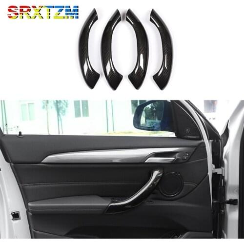 SRXTZM For BMW X1 X2 F48 2016 2017 2018 2019 4pcs ABS Carbon Fiber Style Car Interior Door Handle Cover Trim Auto Accessories