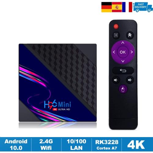 H96 MINI V8 Android 10.0 TV Box RK3228A Wireless 2.4G Wifi 4K HD Smart Google Youtube Media Player Set Top Box H96MINI V8 PK X96