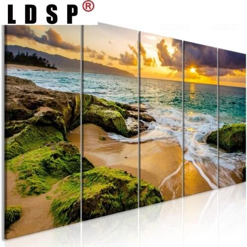LDSP Spectacular Wall Mural Colorful Sky 5 Pancels Modular Canvas Painting HD Print And Posters Wall Art Bedroom Home Decor