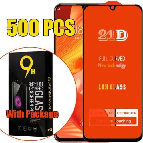 500pcs Full Glue 21D Tempered Glass For Huawei P40 Lite E P30 Mate 30 Y5P Y6P Y7P Y8P Y8S P Smart Screen Protector With Package